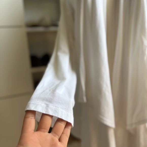 Dkny Minimalist White Cotton Cardigan Sweater with Waterfall Front Size L/XL - Picture 6 of 8